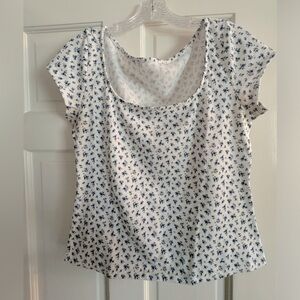 Square neck floral tee